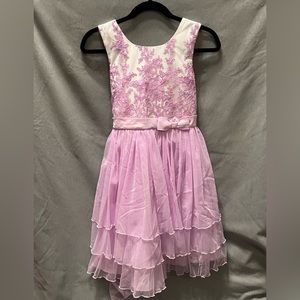 Girls purple, white, lace dress 12